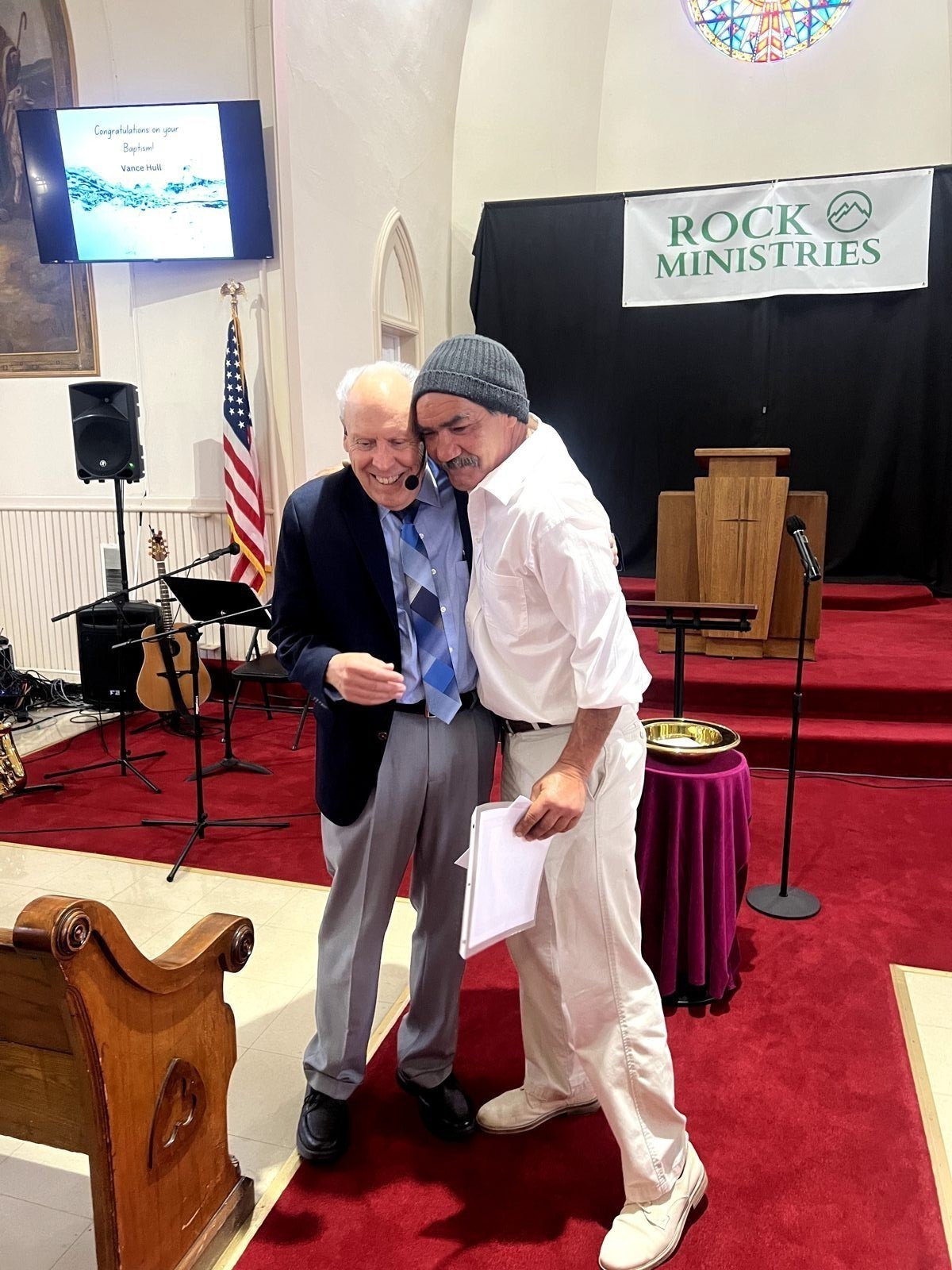 Prayer and worship at Rock Ministries church